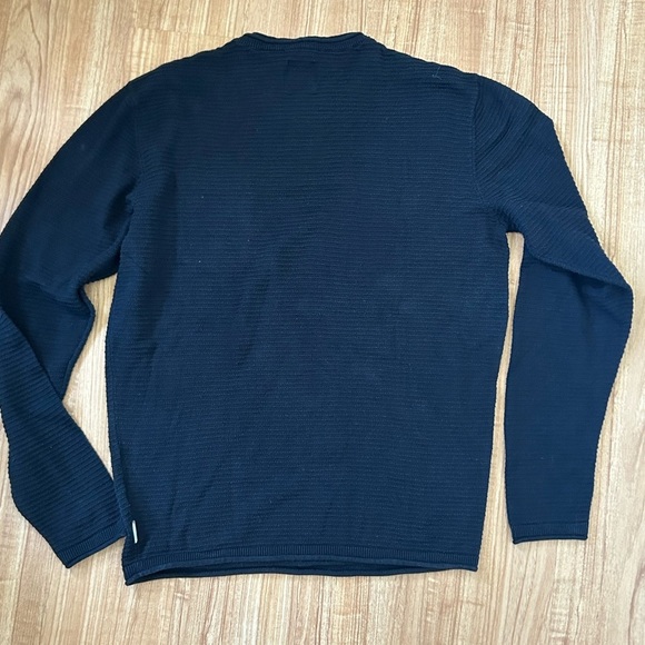 Manguun Men’s Black Crewneck Sweater with Contrasting Pocket Sz L - Picture 4 of 5